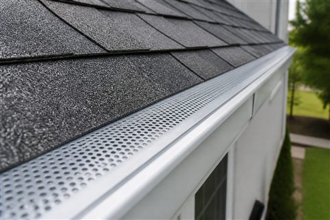 Clean gutter with metal guard after service
